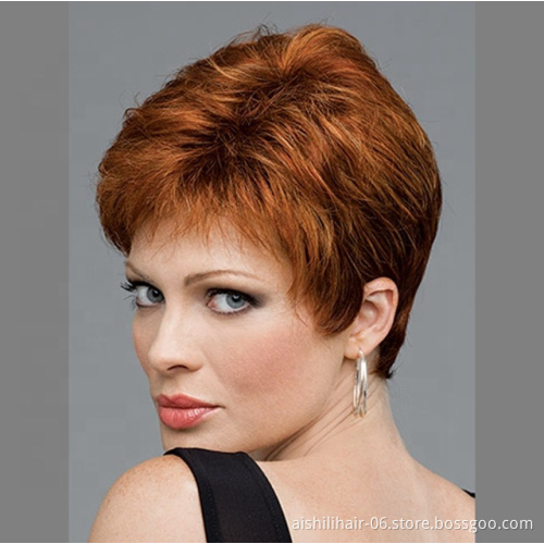 Aishili saffron yellow synthetic wig silky straight hair best selling female high quality wigs